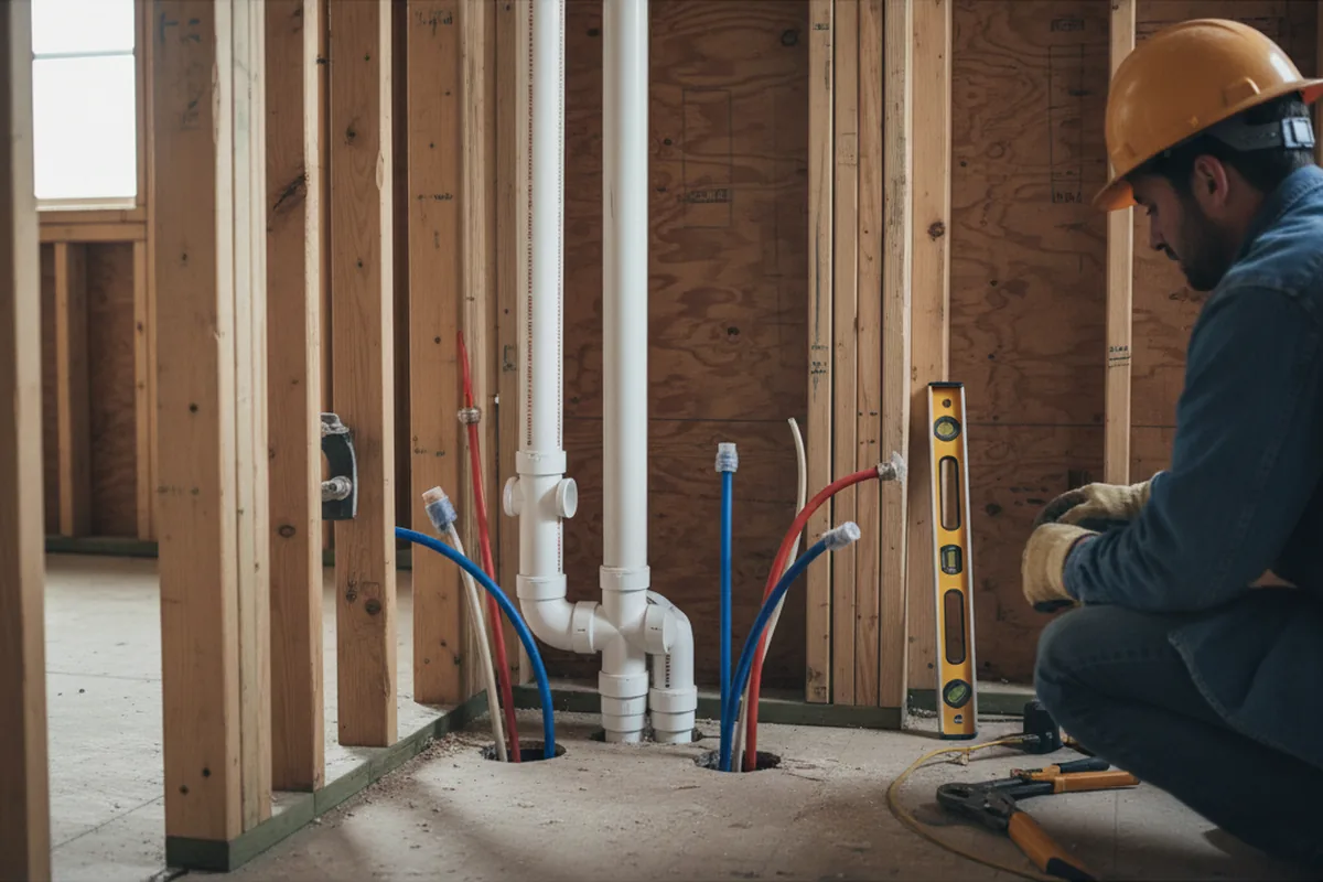 Drain and supply rough-in during Toilet Repair and Installation in Cleveland